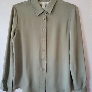 "JONES NEW YORK" CELERY COLOR BUTTON-UP BLOUSE -  SIZE 6 [NWOT]